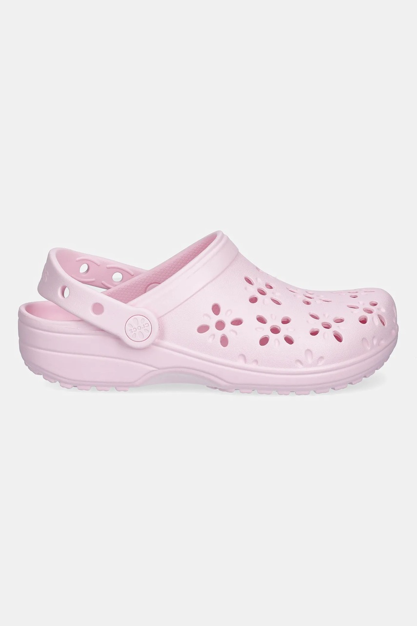 Шльопанці Crocs CLASSIC FLORAL CUT OUT CLOG KIDS колір рожевий 210943