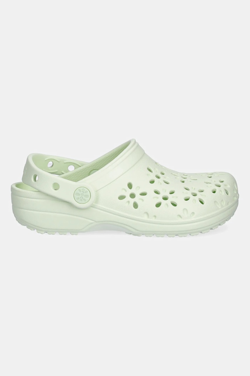 Шльопанці Crocs CLASSIC FLORAL CUT OUT CLOG KIDS колір зелений 210943