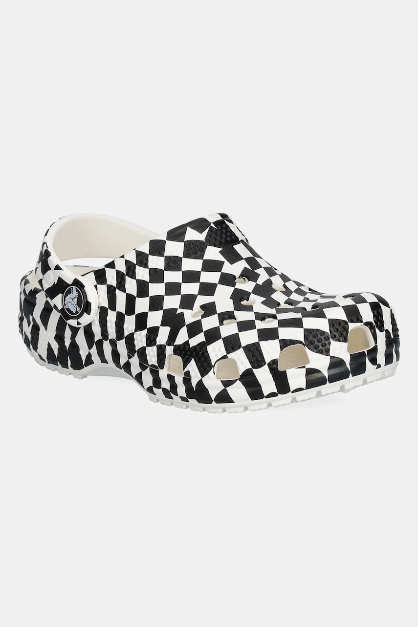 Crocs papuci CLASSIC WARPED CHECKER CLOG KIDS culoarea negru, 210990 Crocs papuci CLASSIC WARPED CHECKER CLOG KIDS culoarea negru, 210990