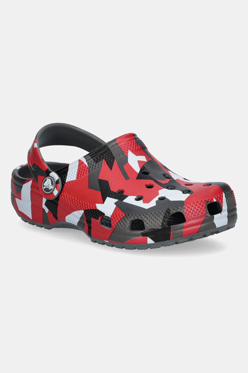 Crocs papuci CLASSIC GEO CAMO CLOG KIDS culoarea gri, 211171 Crocs papuci CLASSIC GEO CAMO CLOG KIDS culoarea gri, 211171