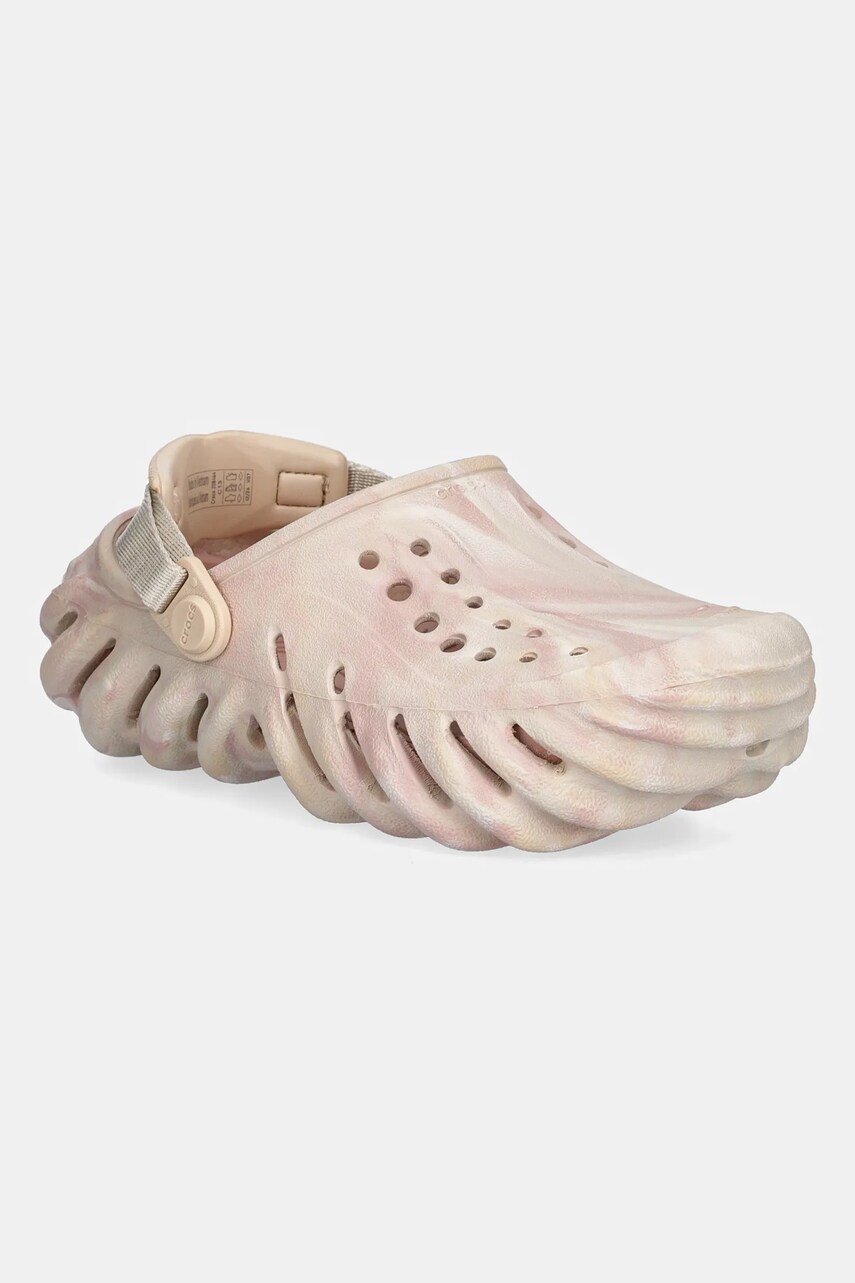 Crocs șlapi copii ECHO MARBLED CLOG KIDS culoarea bej, 208464