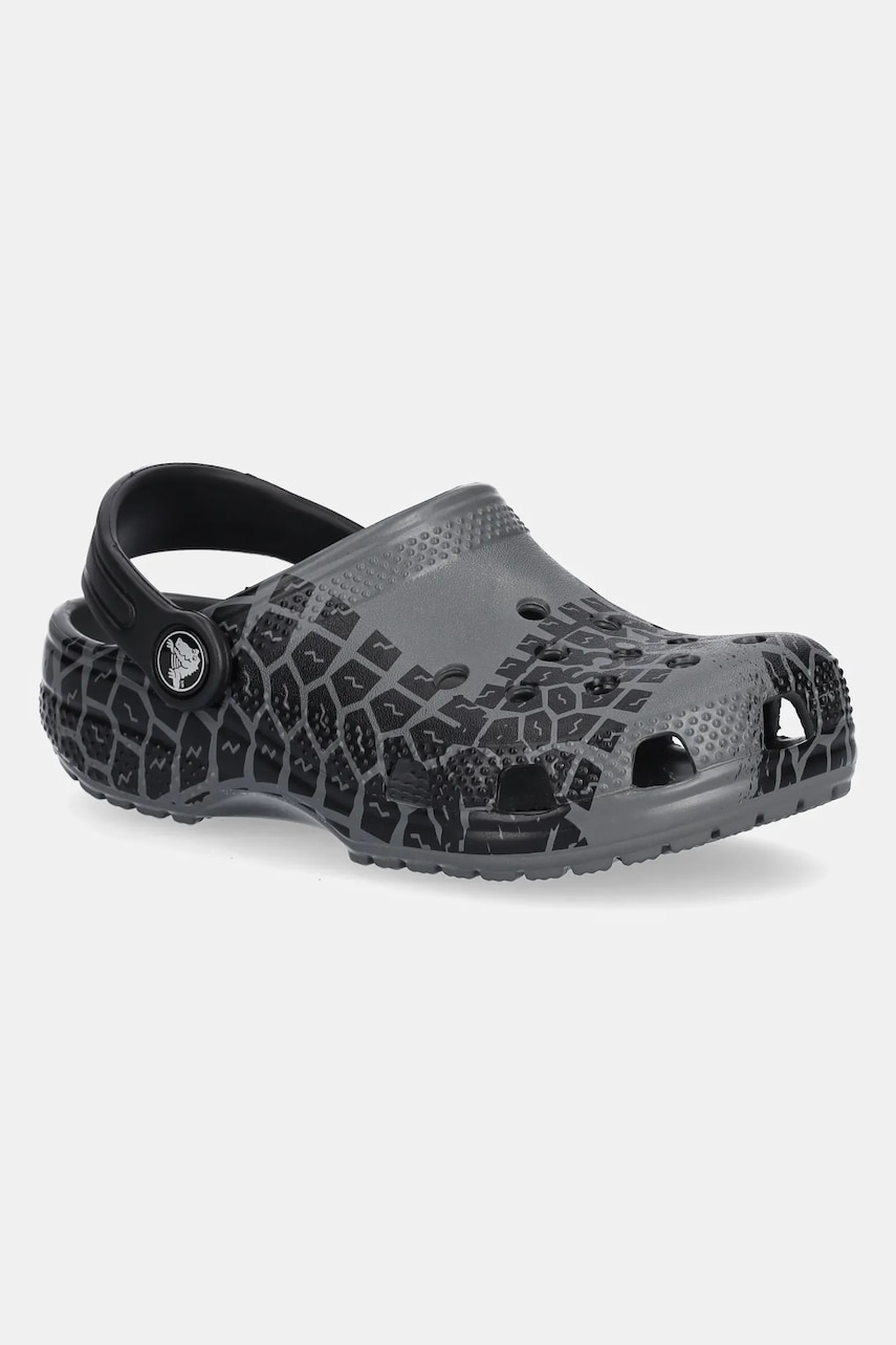 Crocs șlapi copii CLASSIC TIRE PRINT CLOG KIDS culoarea gri, 211261