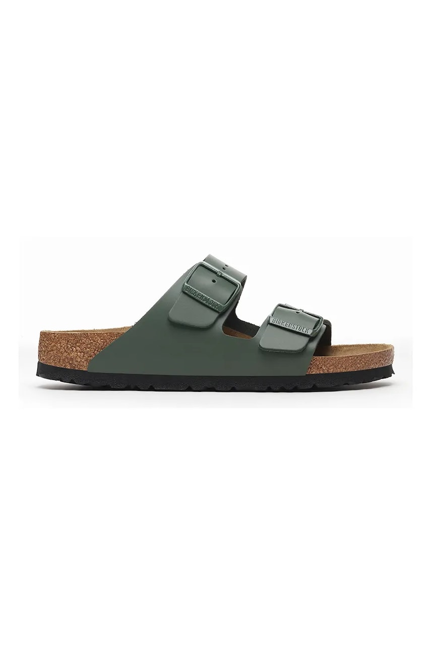 Birkenstock papuci de piele Arizona bărbați, culoarea verde, 1029165 Birkenstock papuci de piele Arizona bărbați, culoarea verde, 1029165