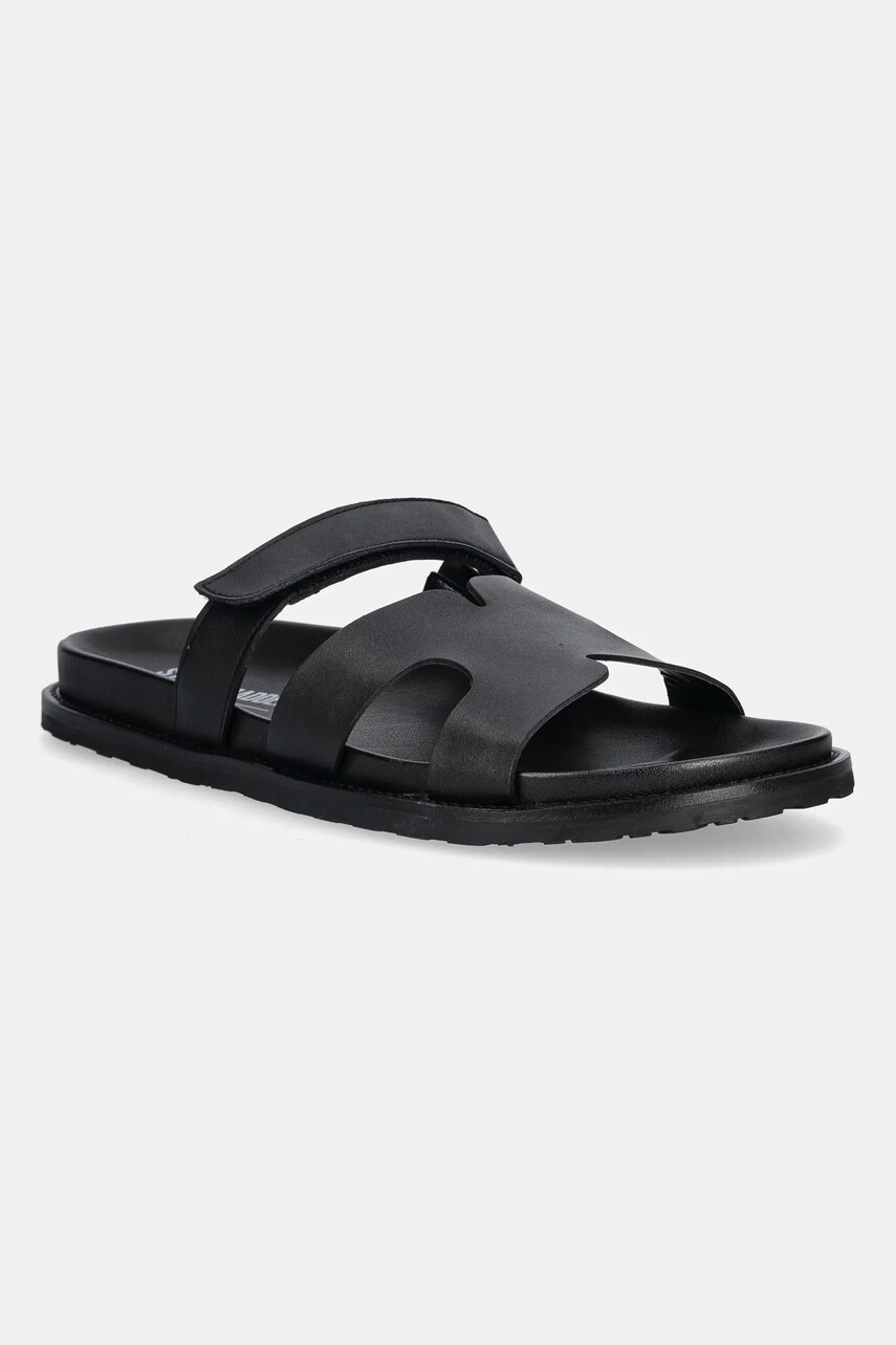 Steve Madden papuci de piele Manu culoarea negru, SM12000835