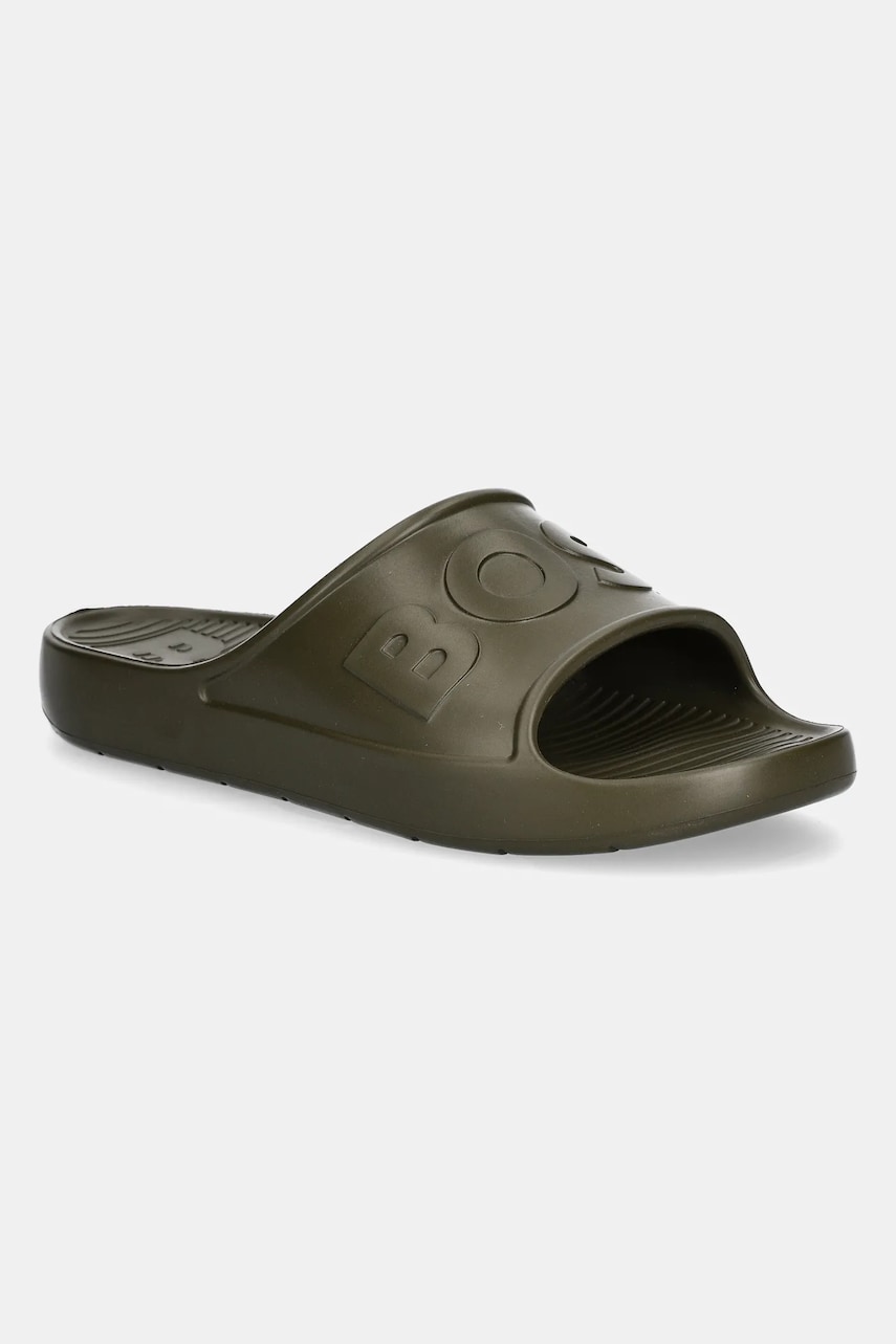 BOSS papuci Darian bărbați, culoarea verde, 50498207