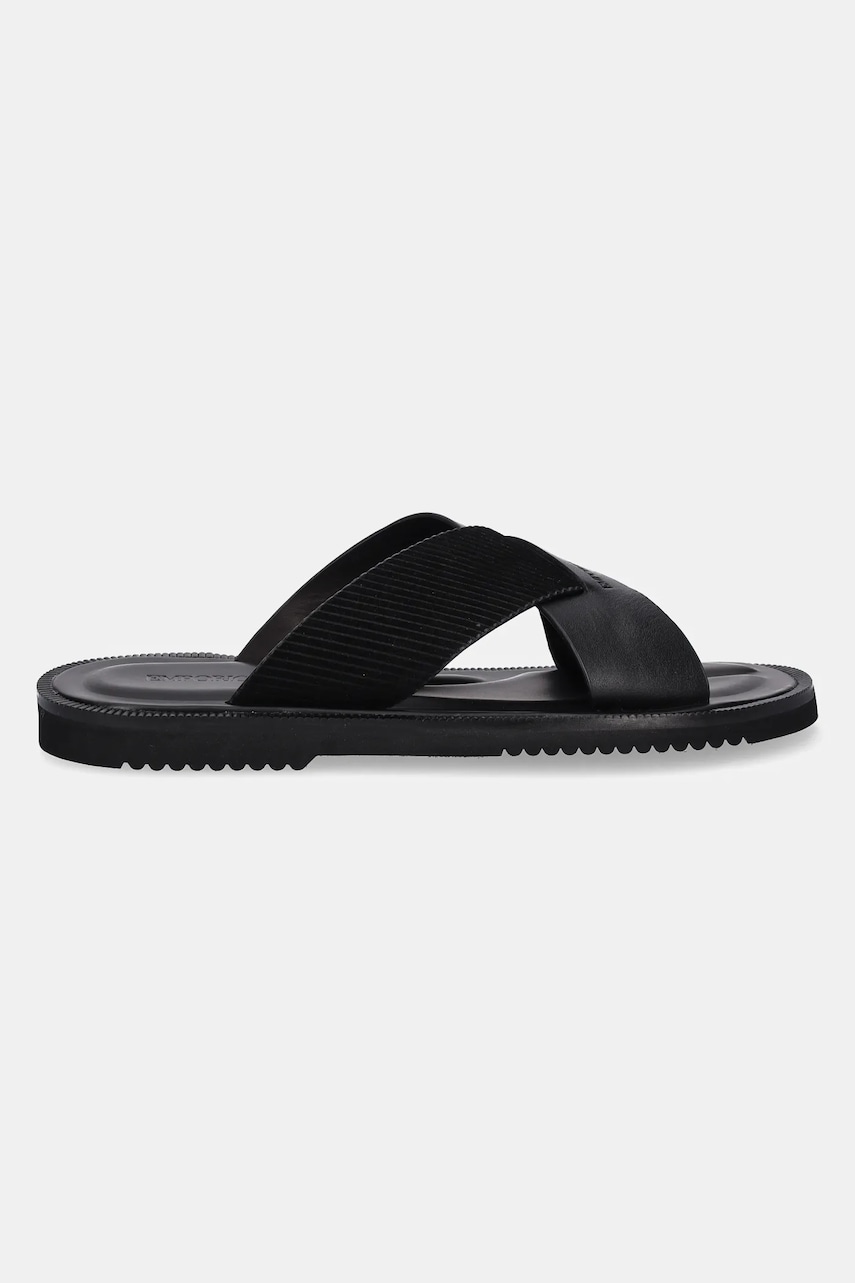 Кожаные шлепанцы Emporio Armani цвет чёрный X4P124 XR340 K001 Кожаные шлепанцы Emporio Armani цвет чёрный X4P124 XR340 K001