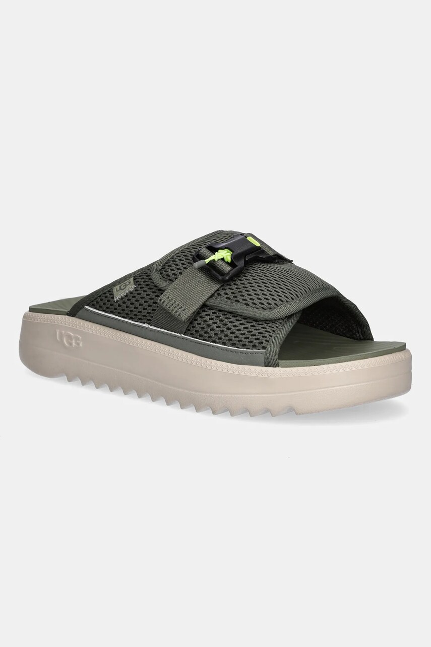 Levně Pantofle UGG Maxxer Slide 2.0 pánské, zelená barva, 1167871-WLN