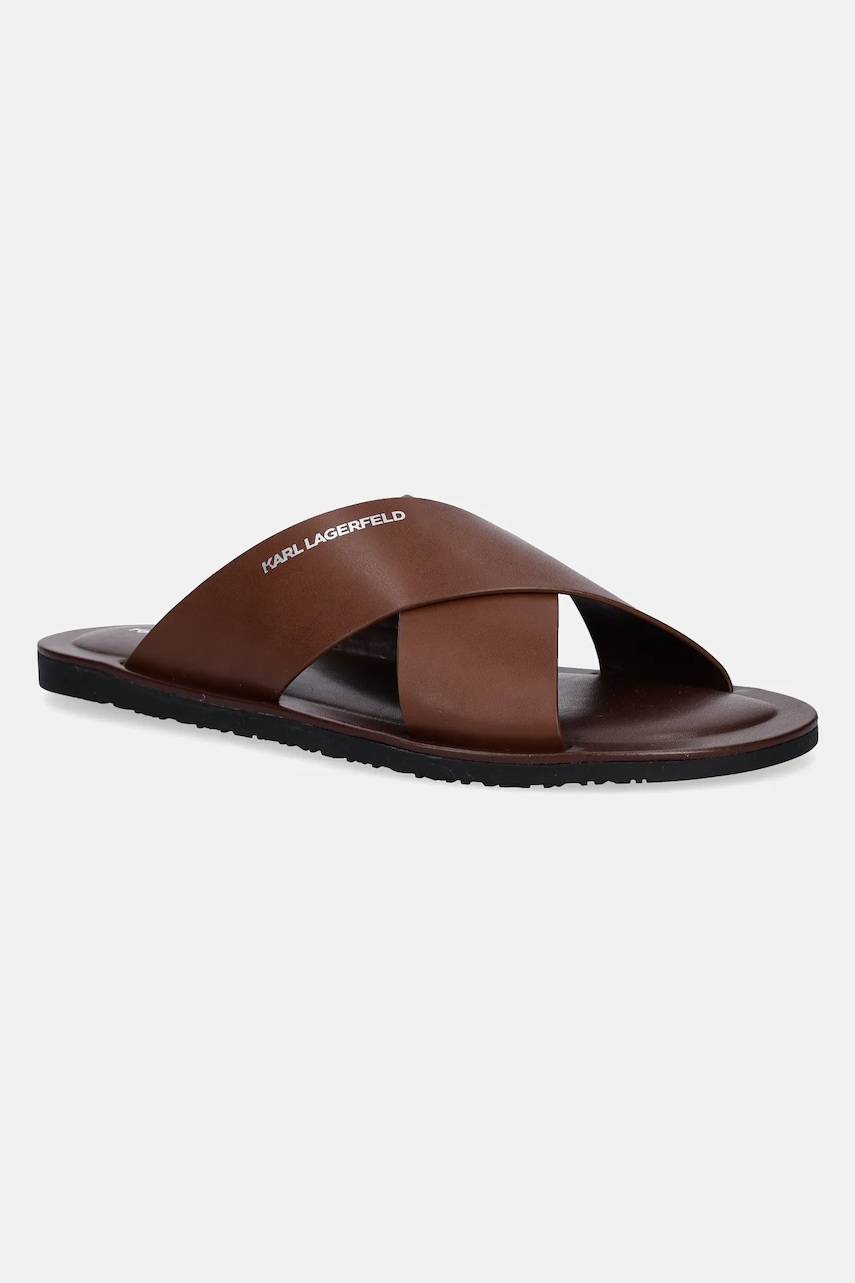Karl Lagerfeld slapi de piele KASTOR III barbati, culoarea maro, KL70214
