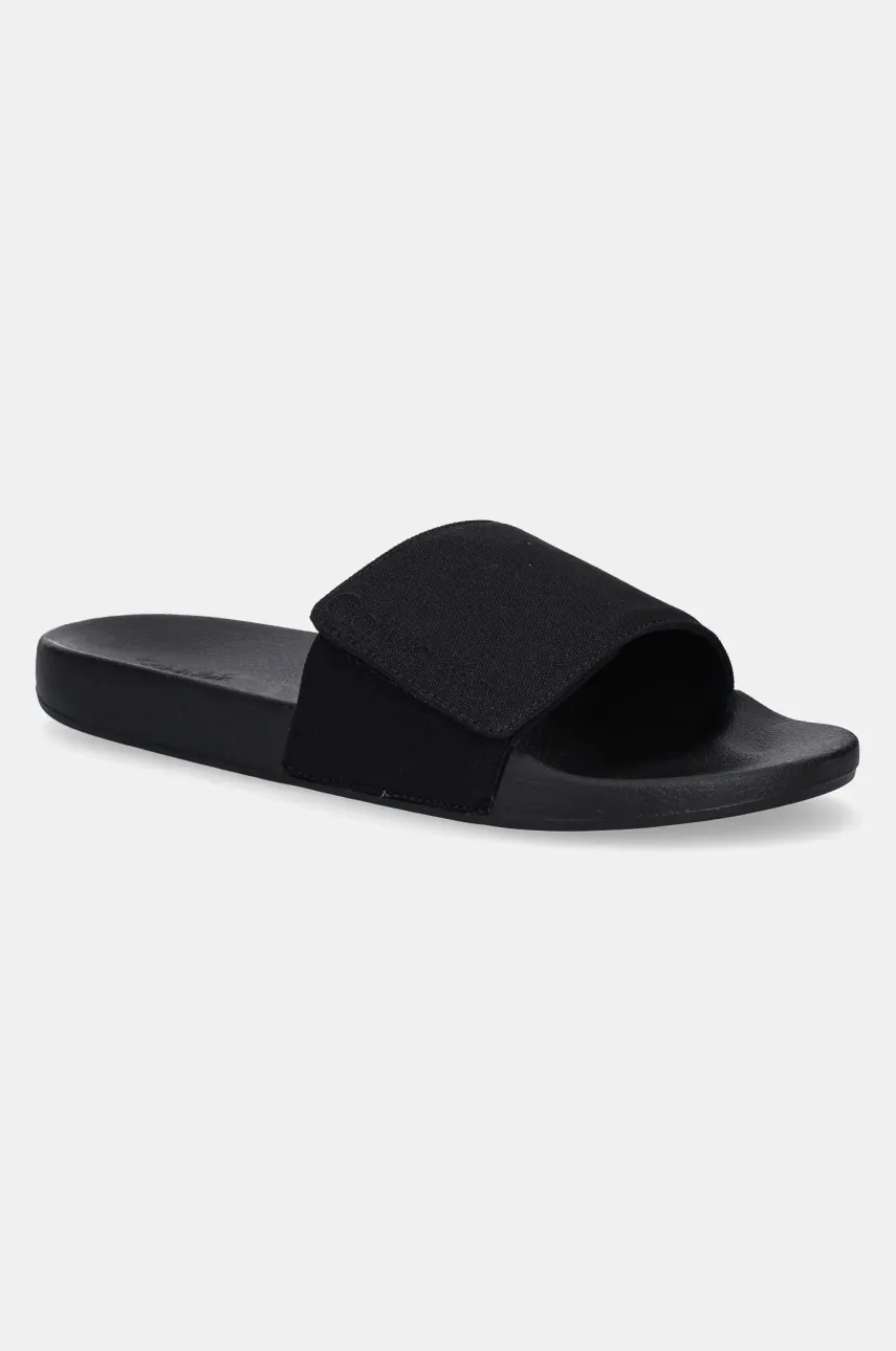 Levně Pantofle Calvin Klein ADJ POOL SLIDE CANVAS LOGO pánské, černá barva, HM0HM01749