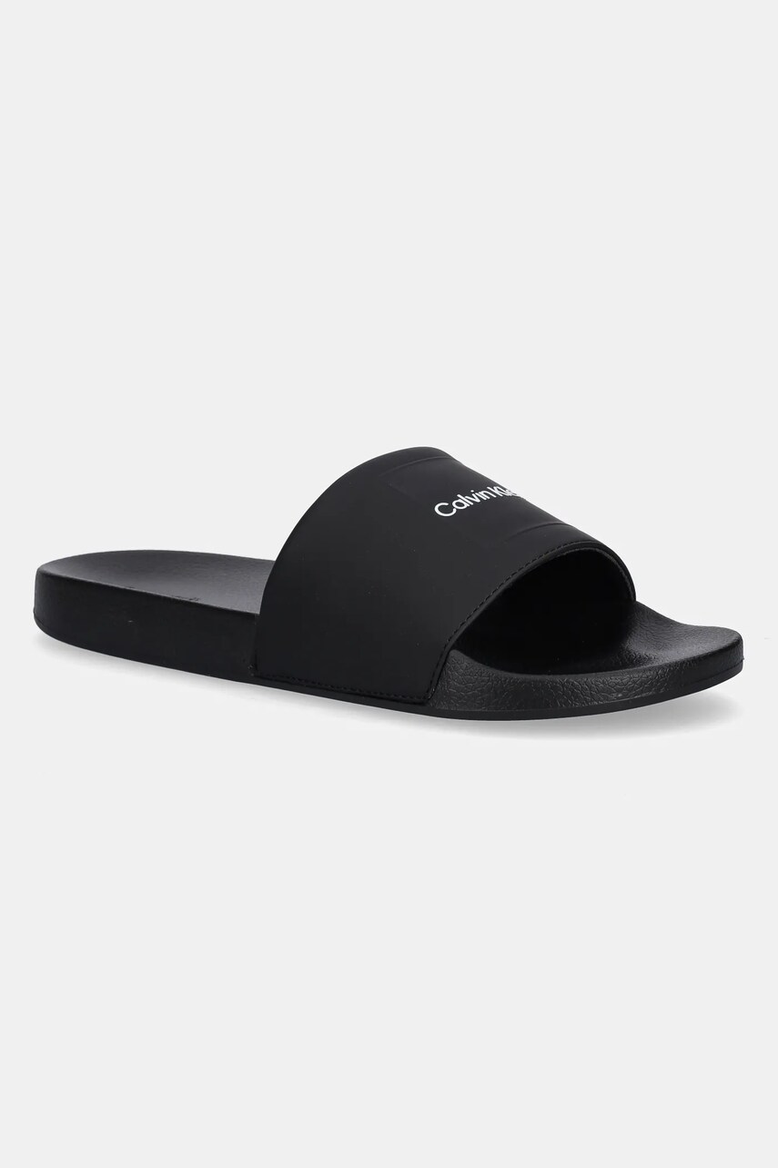 Levně Pantofle Calvin Klein POOL SLIDE W/ CK SQUARE pánské, černá barva, HM0HM01754