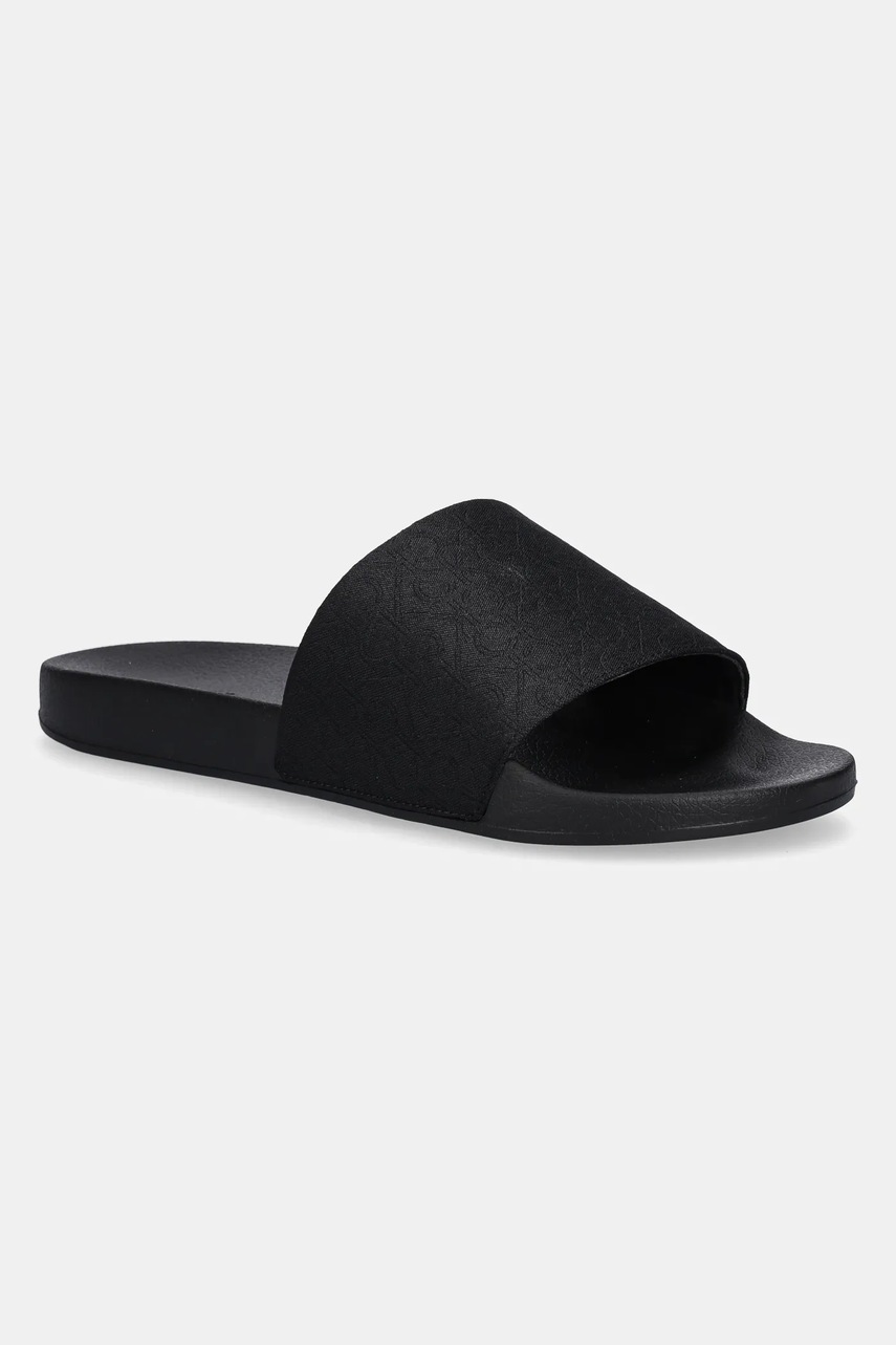 Levně Pantofle Calvin Klein POOL SLIDE JAQ MONO pánské, černá barva, HM0HM01762