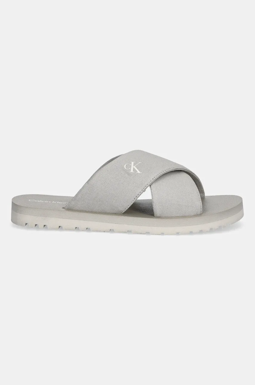 Шлепанцы Calvin Klein Jeans CROSS SANDAL CRXS TX мужской цвет серый YM0YM01223 Шлепанцы Calvin Klein Jeans CROSS SANDAL CRXS TX мужской цвет серый YM0YM01223