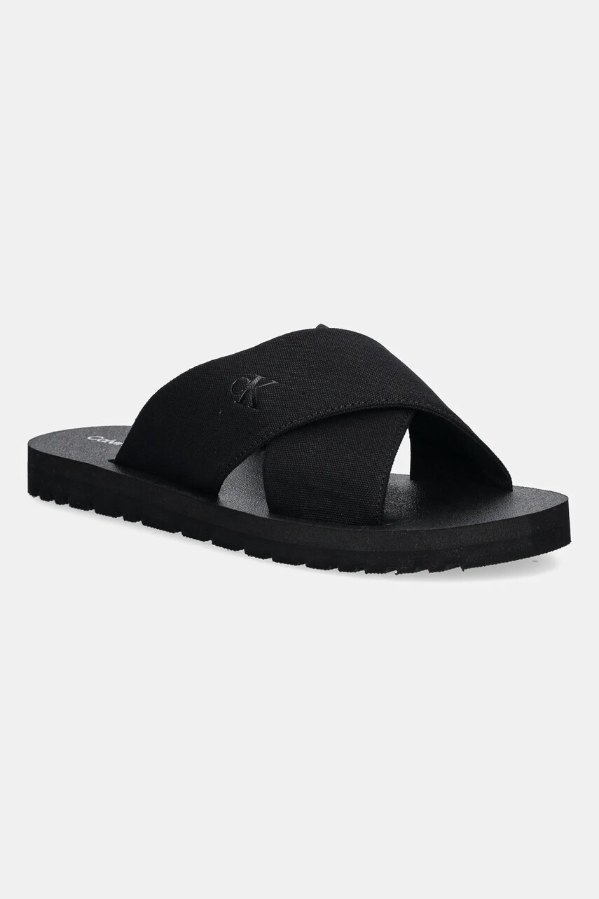 Levně Pantofle Calvin Klein Jeans CROSS SANDAL CRXS TX pánské, černá barva, YM0YM01223