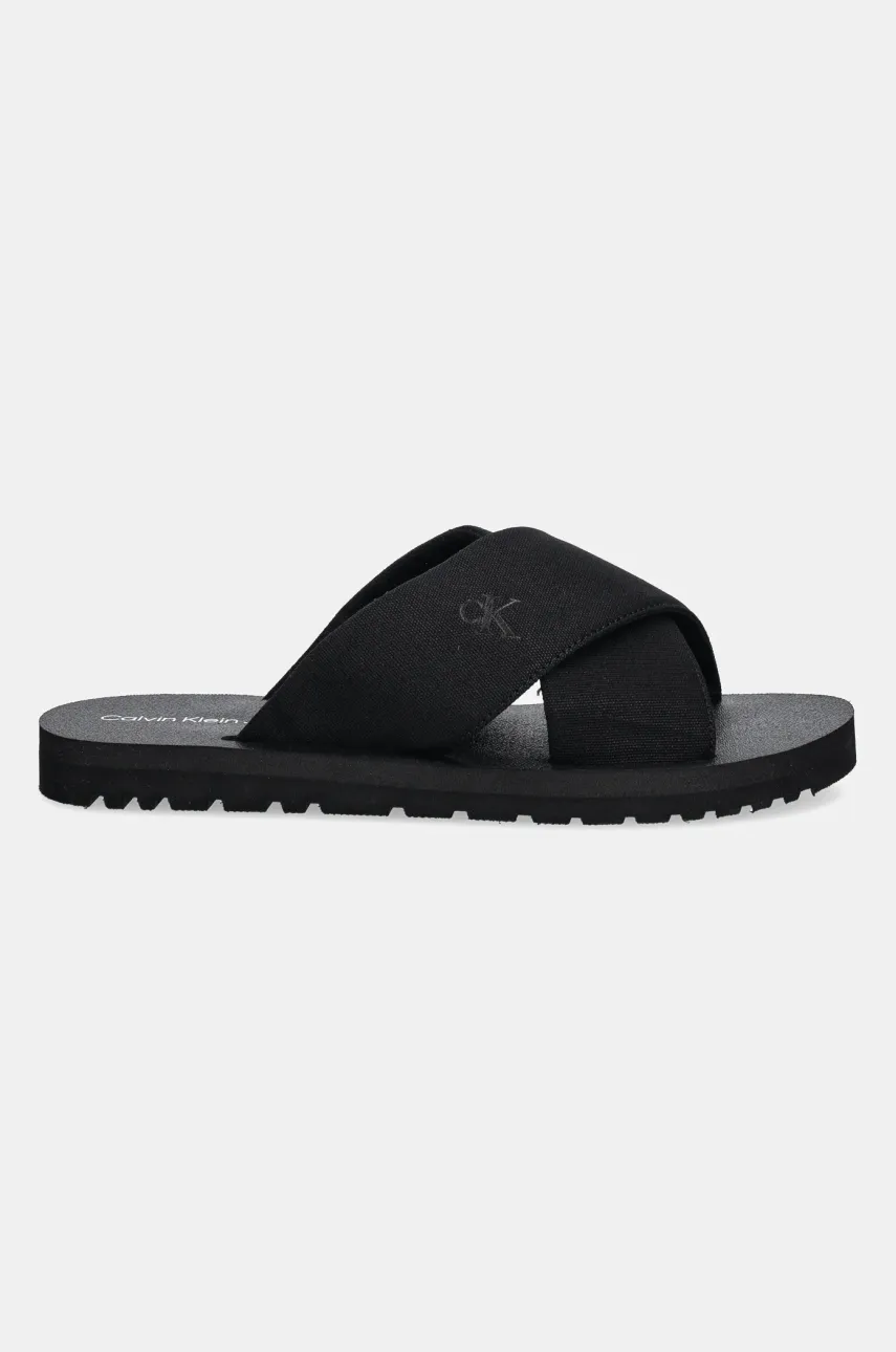 Шлепанцы Calvin Klein Jeans CROSS SANDAL CRXS TX мужской цвет чёрный YM0YM01223 Шлепанцы Calvin Klein Jeans CROSS SANDAL CRXS TX мужской цвет чёрный YM0YM01223