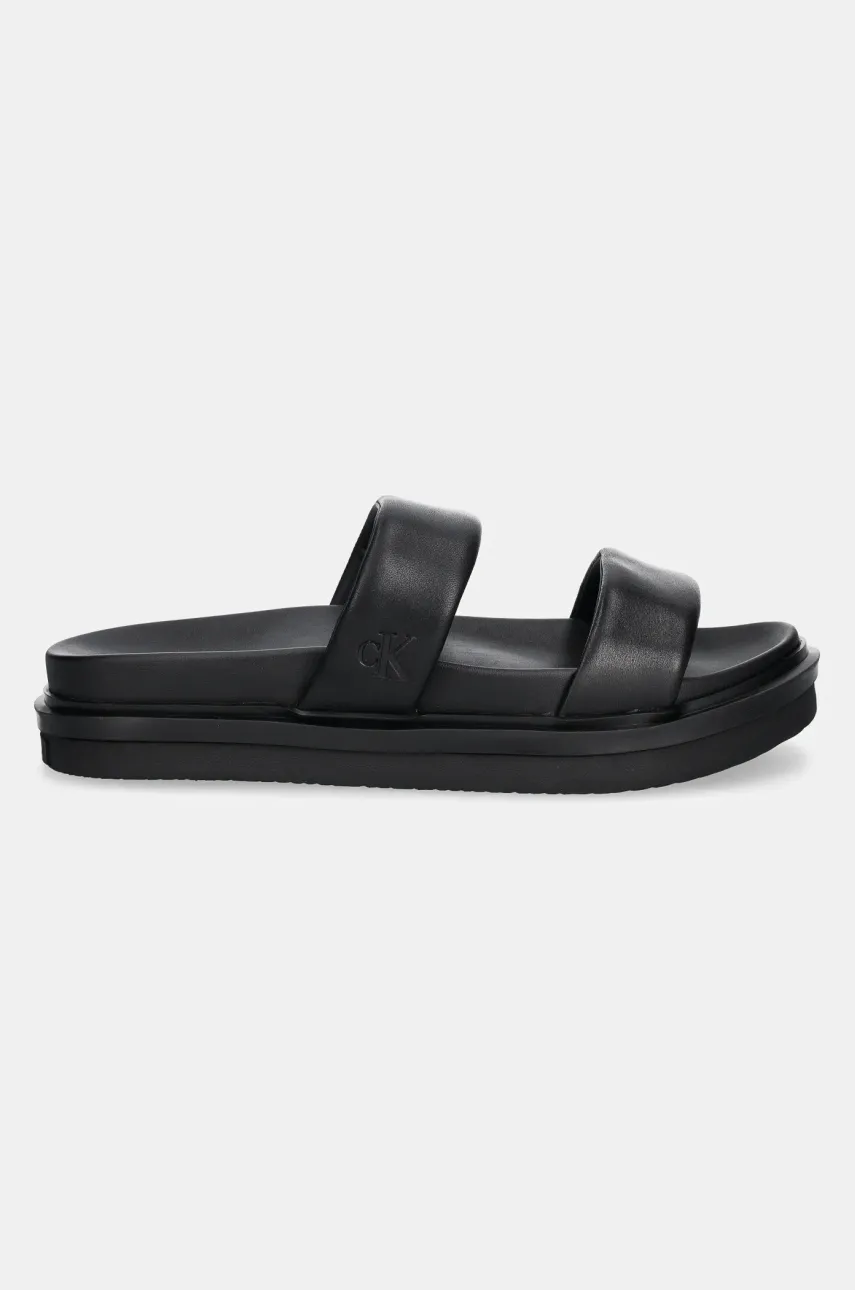Шлепанцы Calvin Klein Jeans FLAT MOLDED DOUBLEBAR SANDAL LTH мужские цвет чёрный YM0YM01226 Шлепанцы Calvin Klein Jeans FLAT MOLDED DOUBLEBAR SANDAL LTH мужские цвет чёрный YM0YM01226