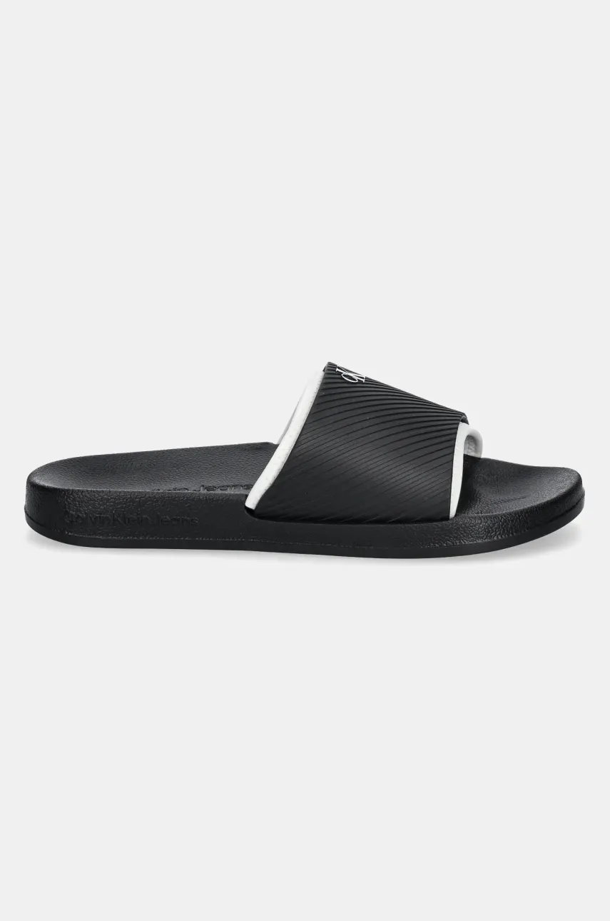 Шлепанцы Calvin Klein Jeans SLIDE RUBBER NEOPRENE TEXT мужские цвет чёрный YM0YM01234 Шлепанцы Calvin Klein Jeans SLIDE RUBBER NEOPRENE TEXT мужские цвет чёрный YM0YM01234