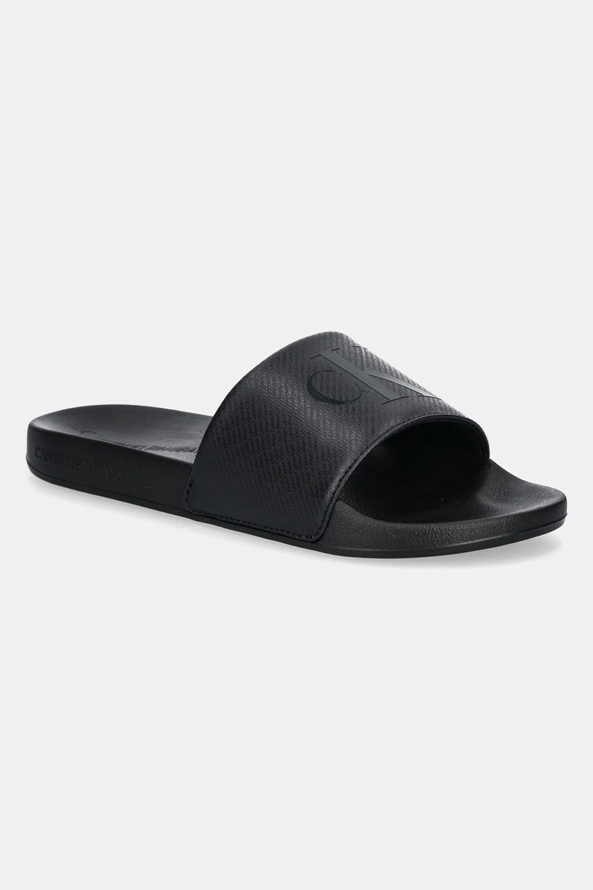 Levně Pantofle Calvin Klein Jeans SLIDE AOP PRINT pánské, černá barva, YM0YM01269