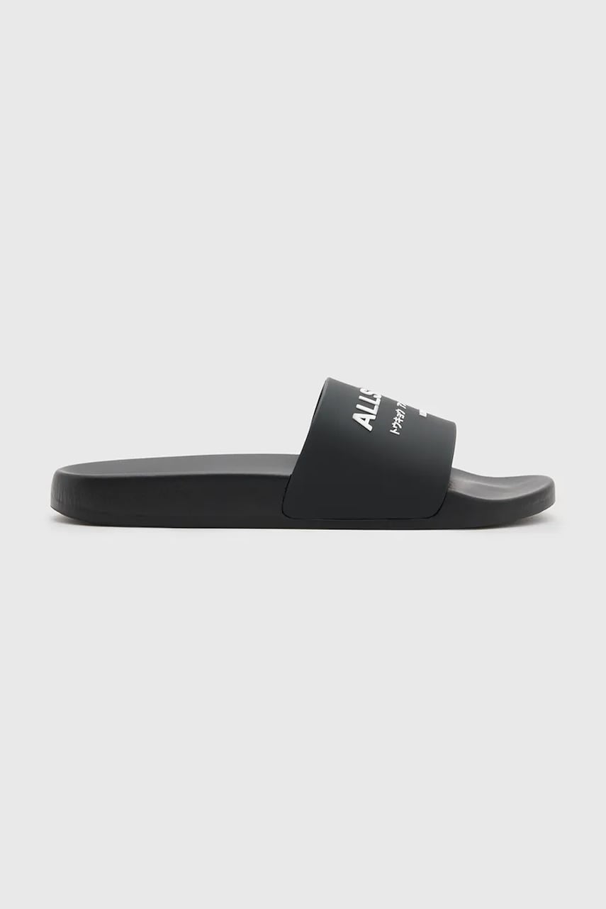 AllSaints papuci Underground Slider barbati, culoarea negru, M001FC AllSaints papuci Underground Slider barbati, culoarea negru, M001FC