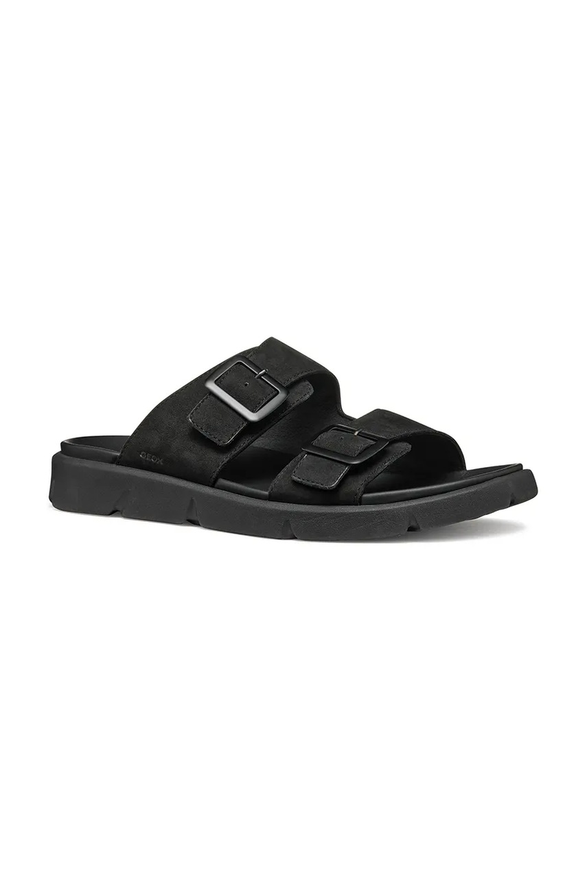 Nubuck παντόφλες Geox U XAND 2S χρώμα: μαύρο, U46BGA 00032 C9999 φωτογραφία