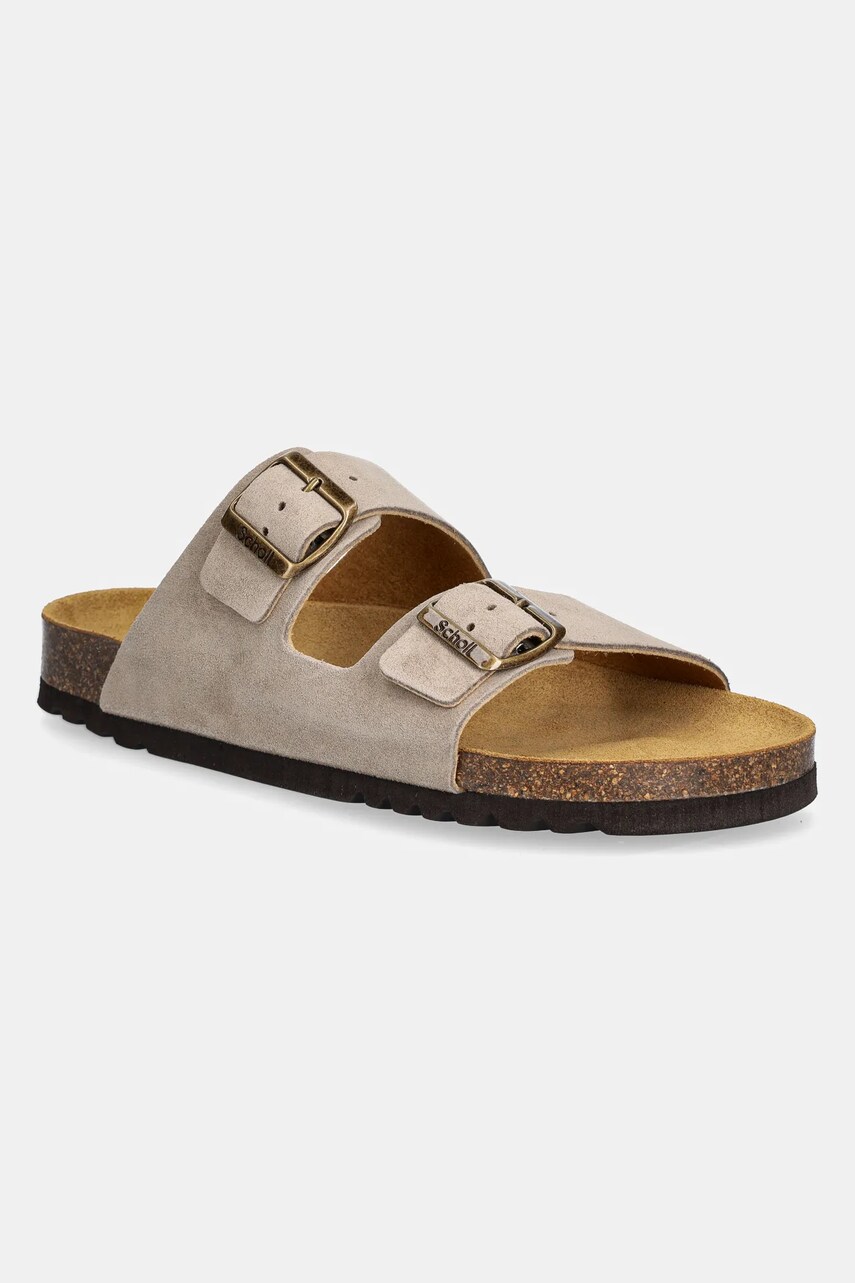 Scholl papuci din nubuc JULIEN barbati, culoarea bej, F300742361