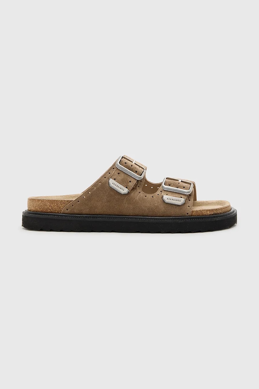 AllSaints papuci din piele Randal Sandal culoarea maro, M002FC