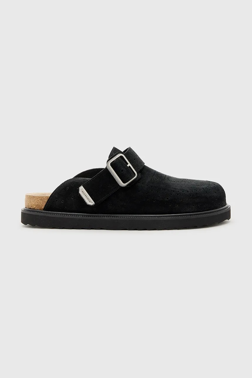 AllSaints papuci din piele Randal Mule culoarea negru, M003FC