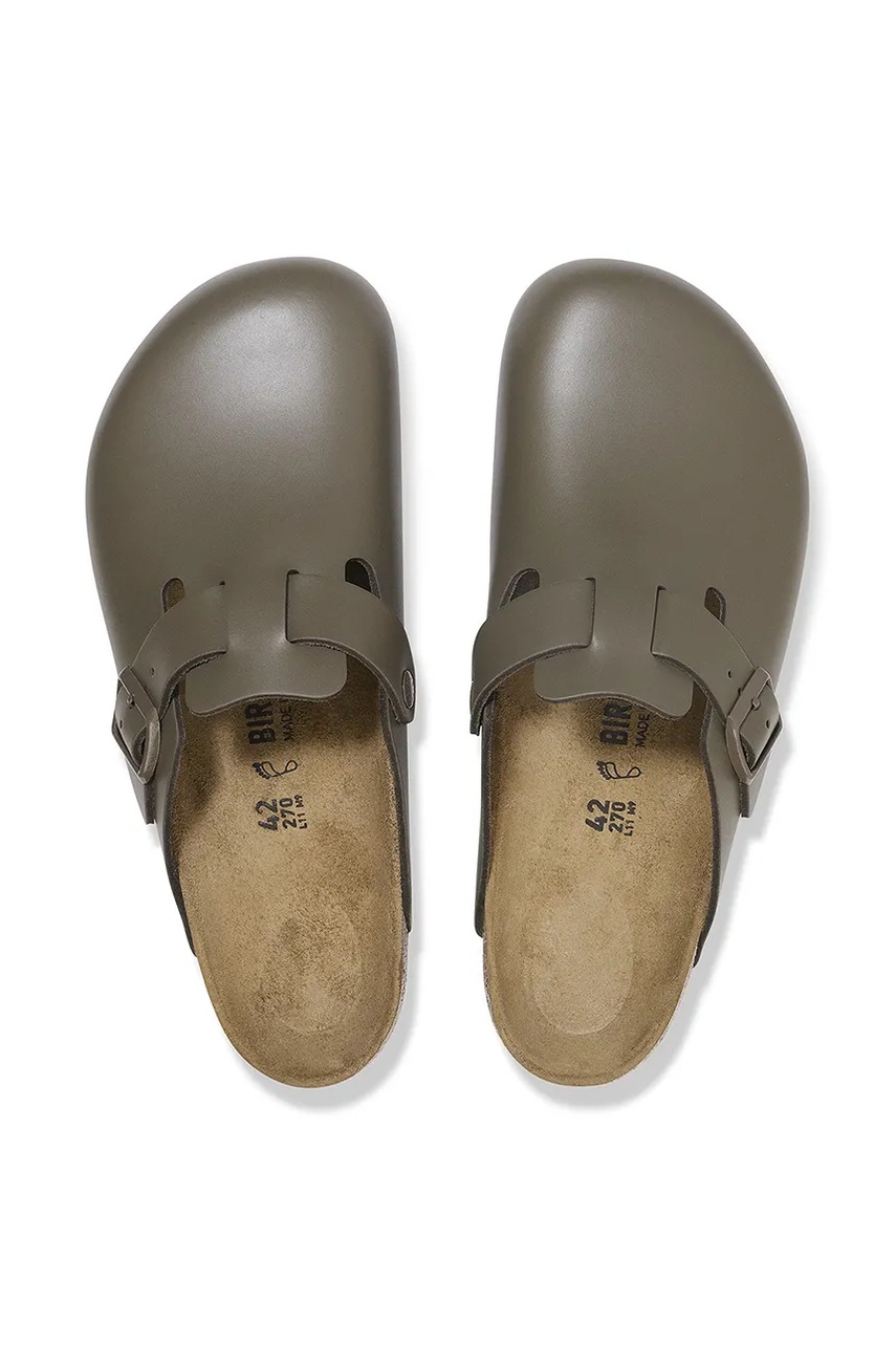 Шкіряні шльопанці Birkenstock Boston колір зелений 1029079 