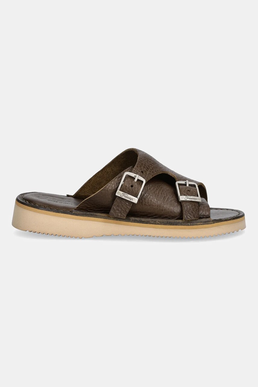 Fracap klapki skórzane Sandals kolor zielony D110