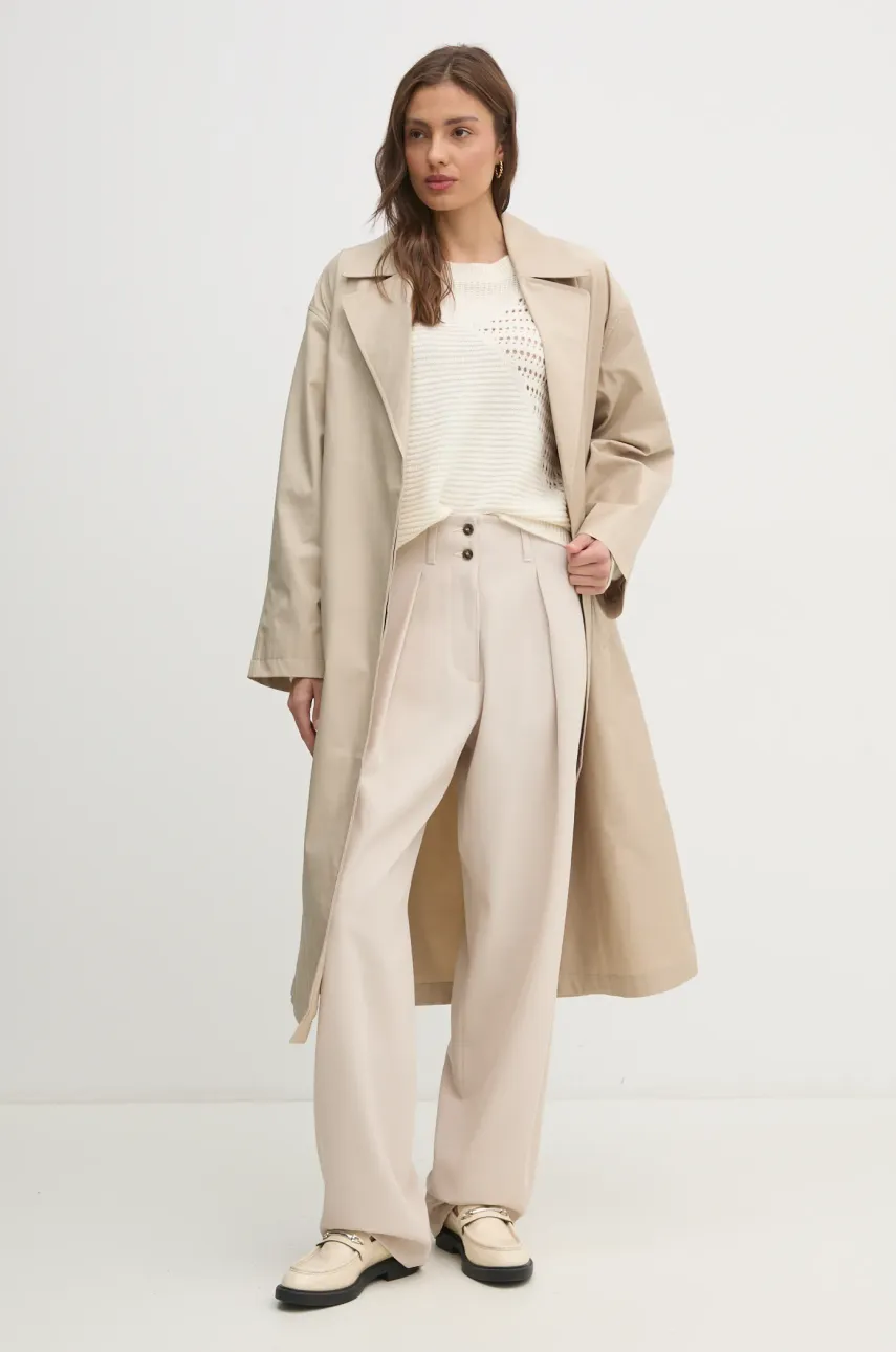 Тренч Calvin Klein женский цвет бежевый переходной oversize 00040WL546 Тренч Calvin Klein женский цвет бежевый переходной oversize 00040WL546