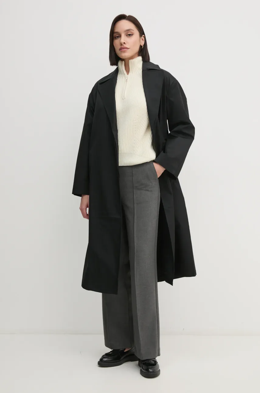 Тренч Calvin Klein женский цвет чёрный переходной oversize 00040WL546 Тренч Calvin Klein женский цвет чёрный переходной oversize 00040WL546