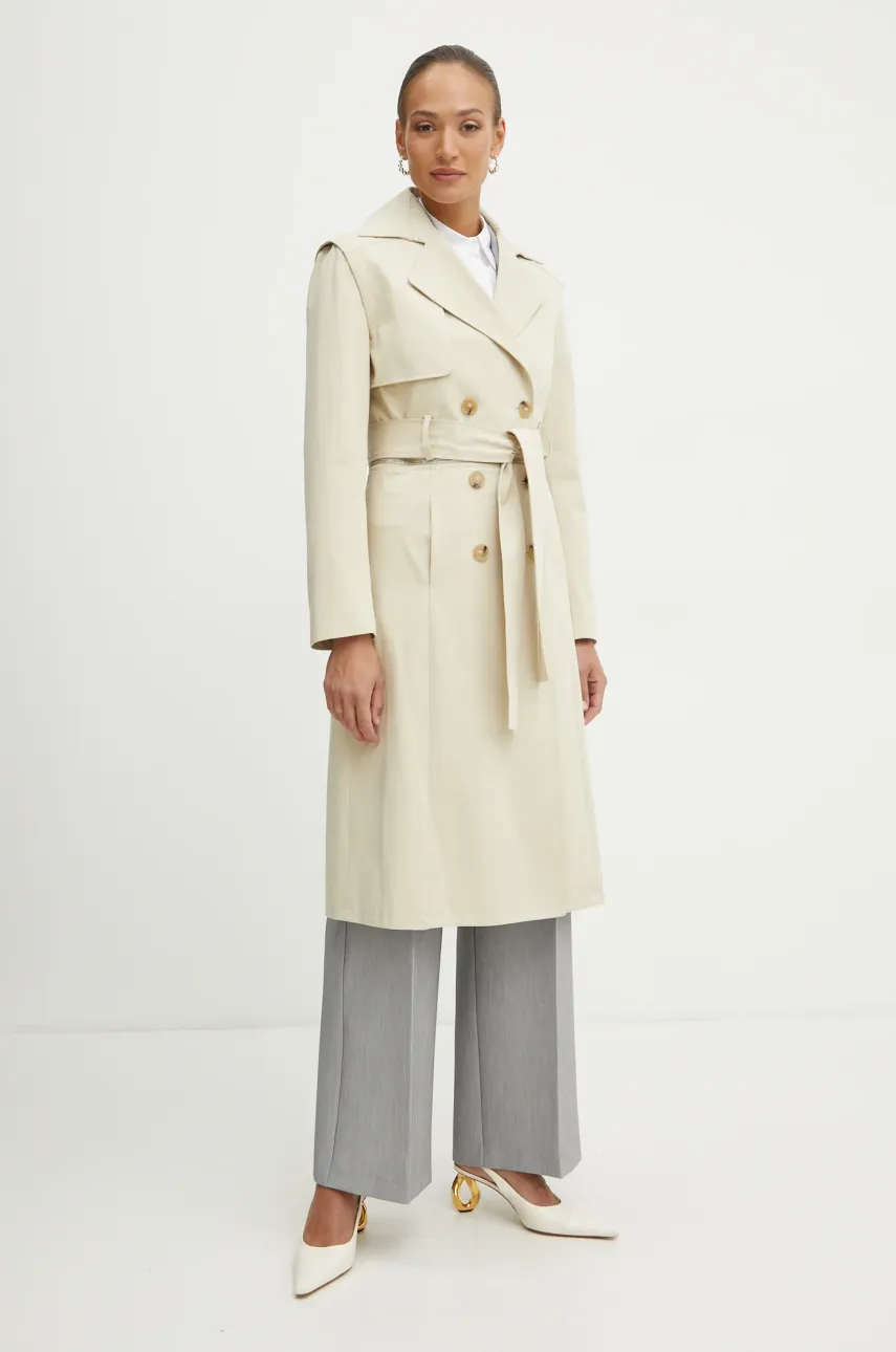 Хлопковый тренч Patrizia Pepe цвет бежевый переходной двубортный 8O0162 AK55 Хлопковый тренч Patrizia Pepe цвет бежевый переходной двубортный 8O0162 AK55