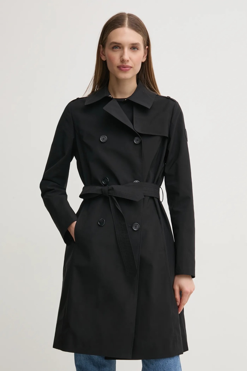 Joop! palton femei, culoarea negru, de tranzitie, cu doua randuri de nasturi, 30044769 10017375