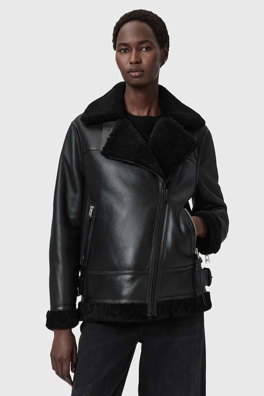 AllSaints geacă de piele SOLA culoarea negru, W120LB