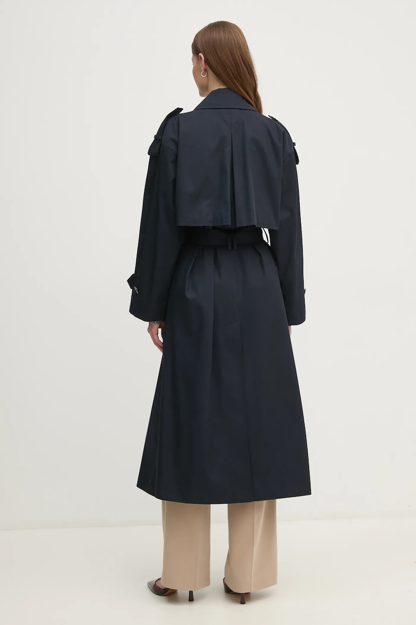 Хлопковый тренч Tommy Hilfiger цвет синий переходной oversize WW0WW45918 Хлопковый тренч Tommy Hilfiger цвет синий переходной oversize WW0WW45918