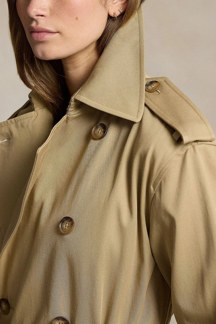 Бавовняний тренч Polo Ralph Lauren колір бежевий перехідний двобортний 211910358 