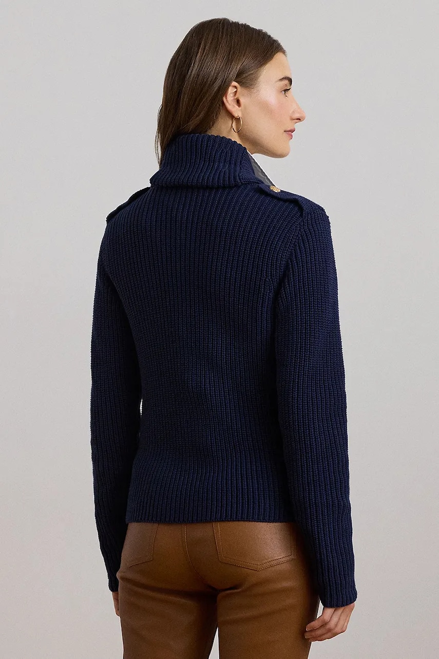 Хлопковое пальто Lauren Ralph Lauren цвет синий переходное двубортное 200957610 Хлопковое пальто Lauren Ralph Lauren цвет синий переходное двубортное 200957610