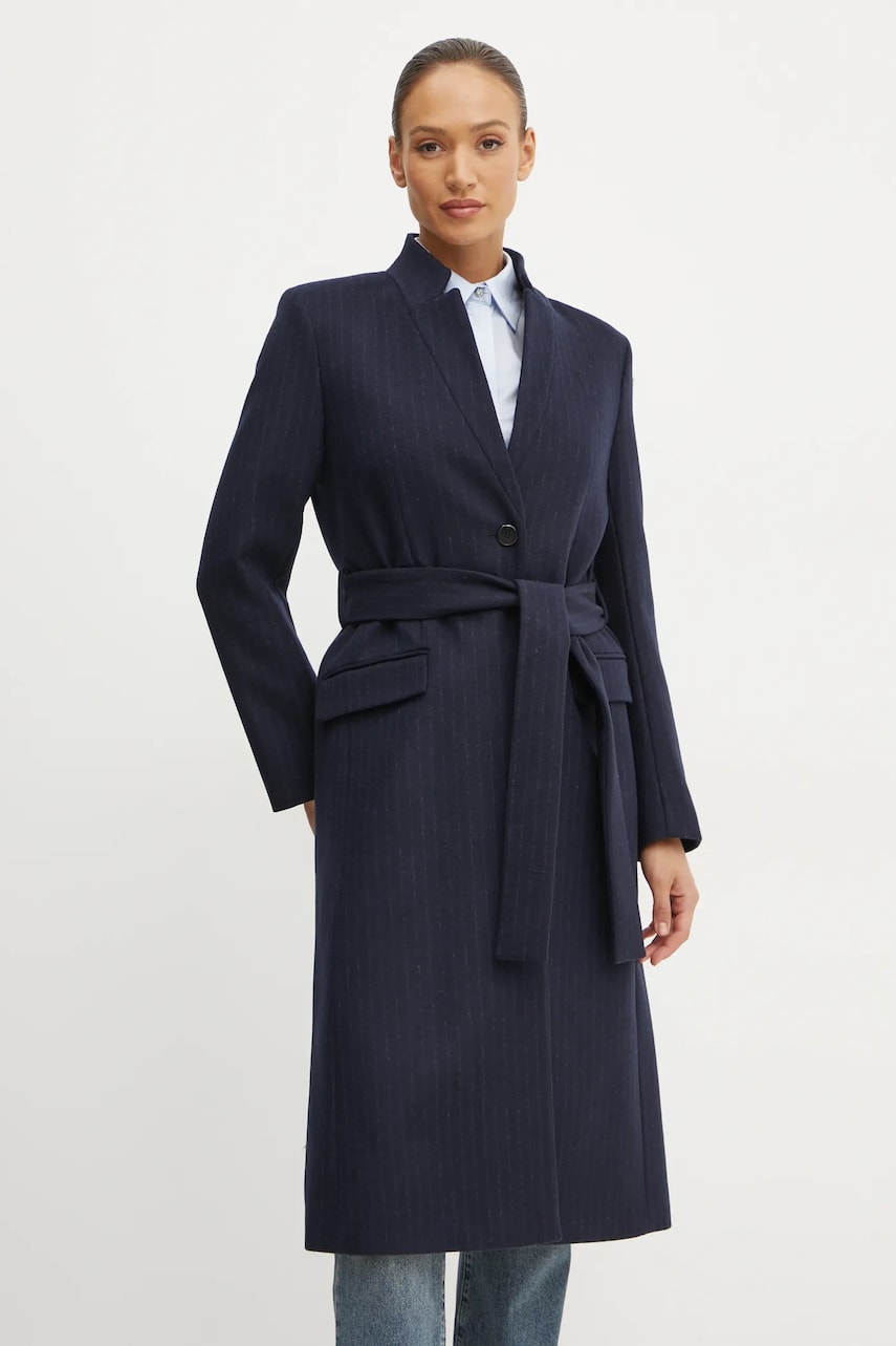 Karl Lagerfeld palton de lana culoarea albastru marin, de tranzitie, A1W15020 Karl Lagerfeld palton de lana culoarea albastru marin, de tranzitie, A1W15020