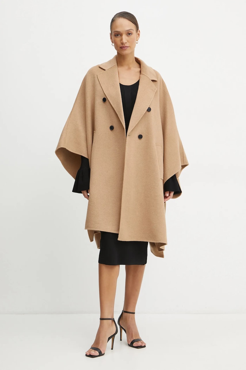 Шерстяное пальто Karl Lagerfeld цвет бежевый переходное oversize A1W15026 Шерстяное пальто Karl Lagerfeld цвет бежевый переходное oversize A1W15026