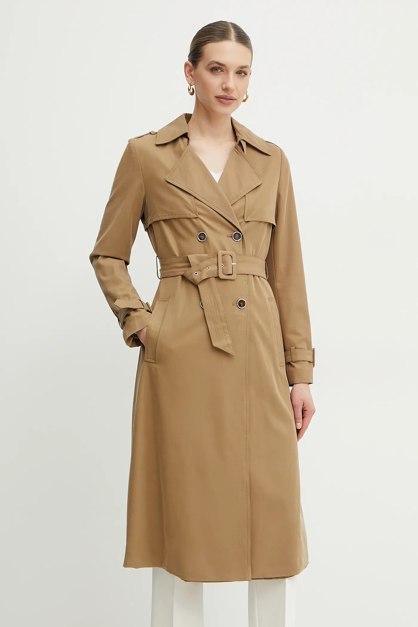 Levně Trench kabát Guess dámský, zelená barva, přechodný, dvouřadový, W5RL15 WGYM2