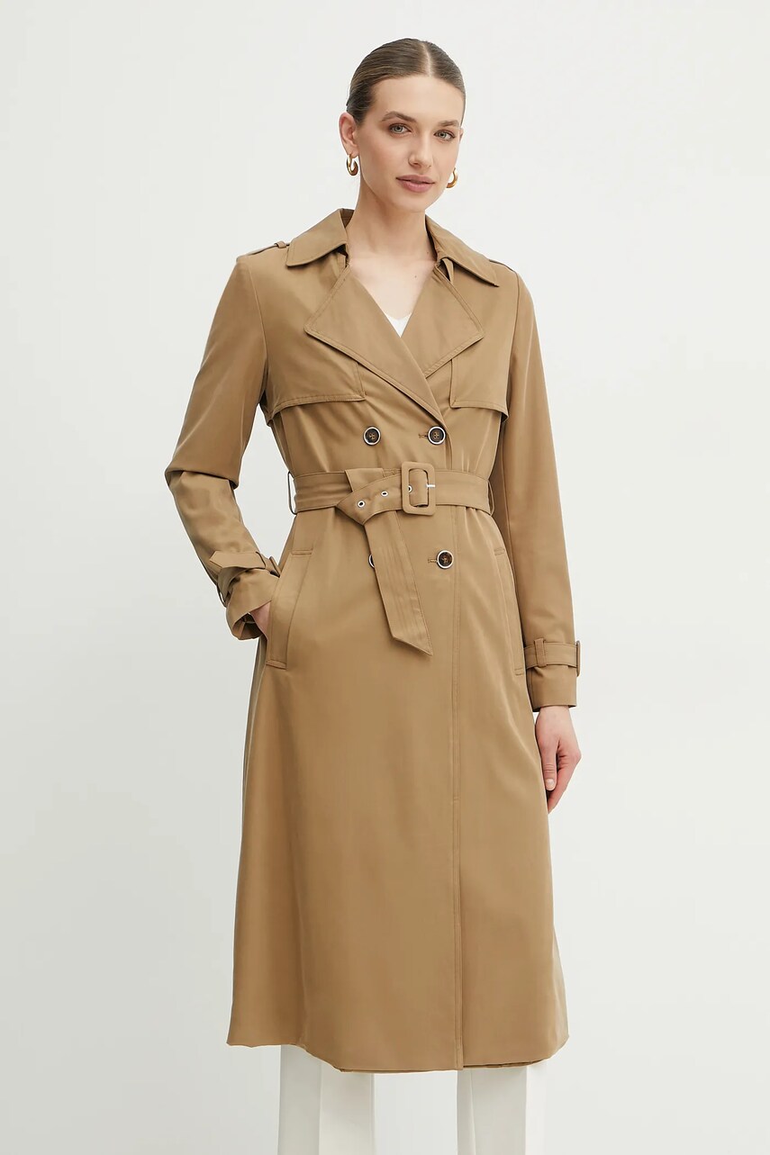 Levně Trench kabát Guess dámský, zelená barva, přechodný, dvouřadový, W5RL15 WGYM2