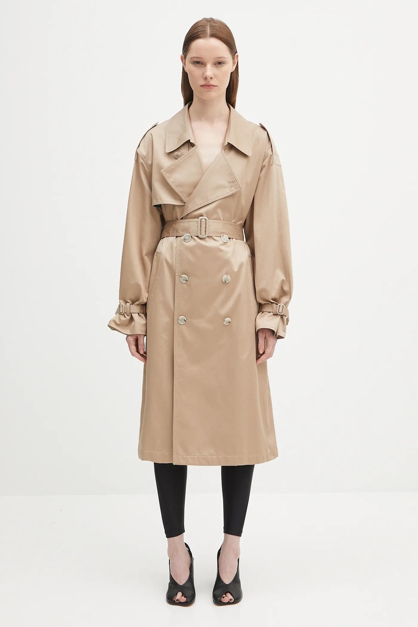 MM6 Maison Margiela trenci din bumbac culoarea bej, de tranziție, oversize, S52AH0080