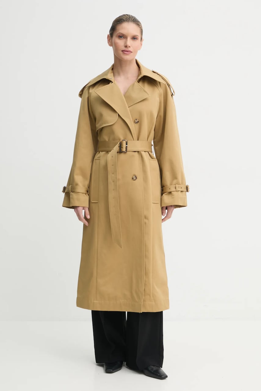 Ivy Oak trenci din bumbac culoarea verde, de tranzitie, oversize, IO111146