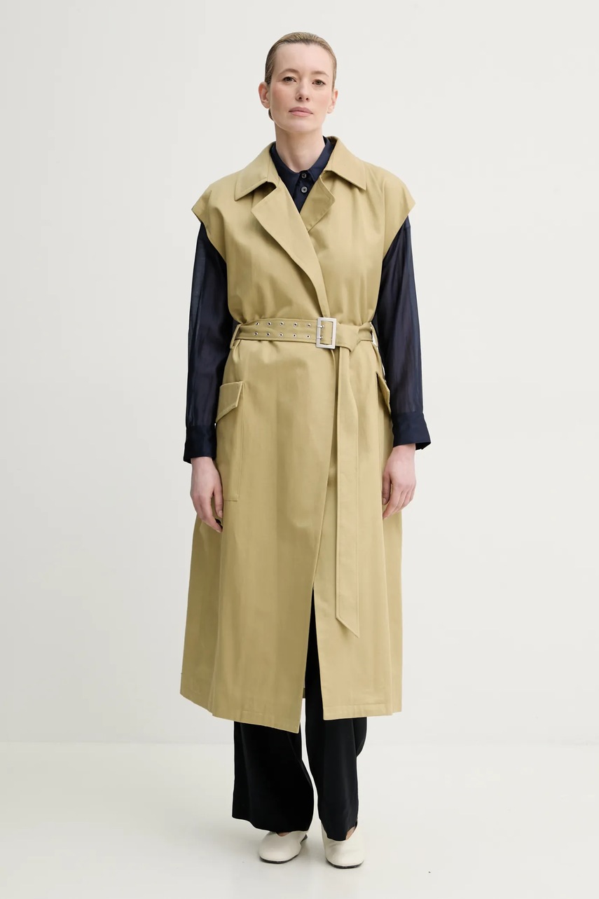 Тренч Gestuz жіночий колір зелений перехідний oversize 10910076 