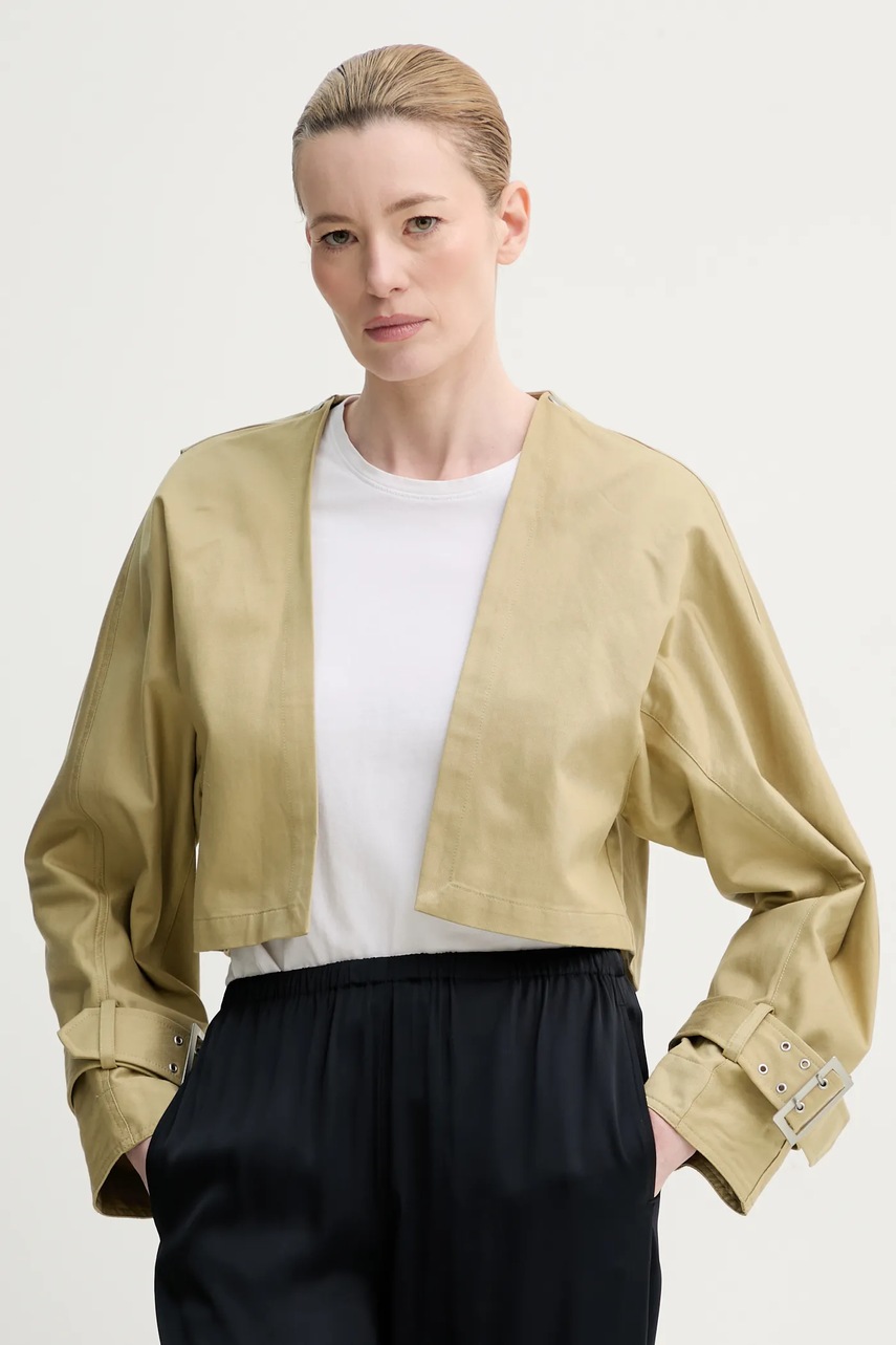 Тренч Gestuz жіночий колір зелений перехідний oversize 10910076 