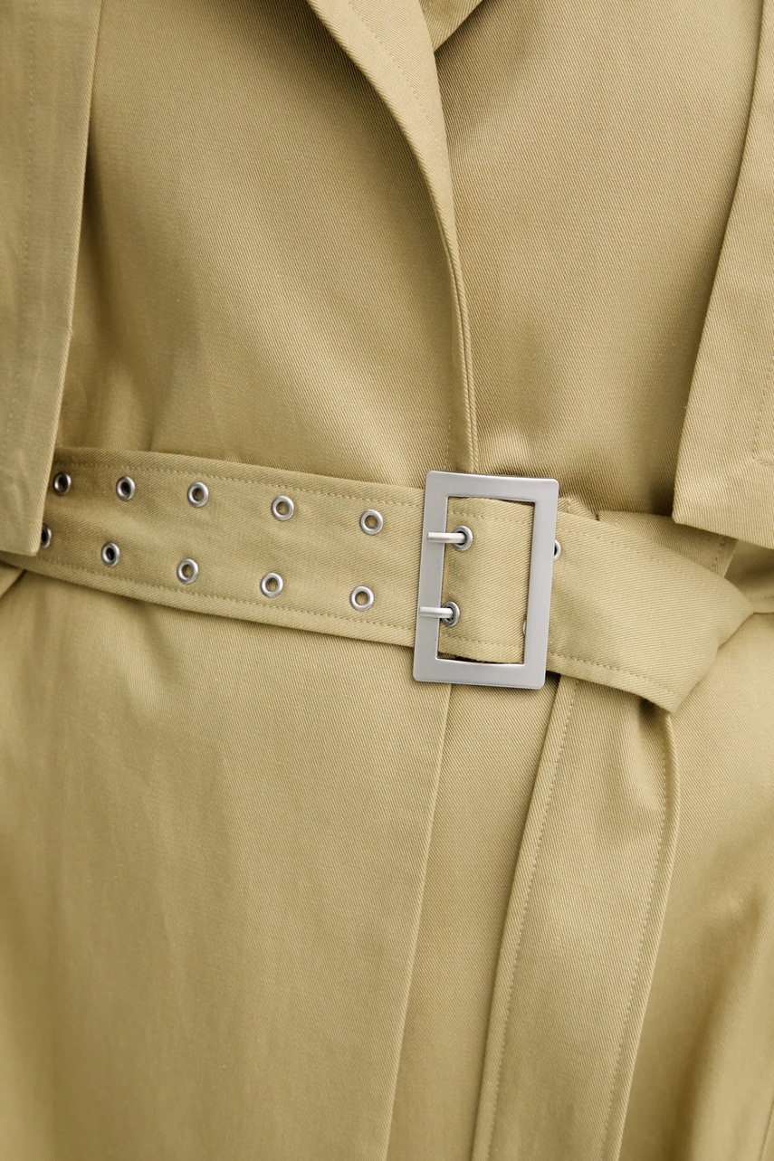 Тренч Gestuz жіночий колір зелений перехідний oversize 10910076 
