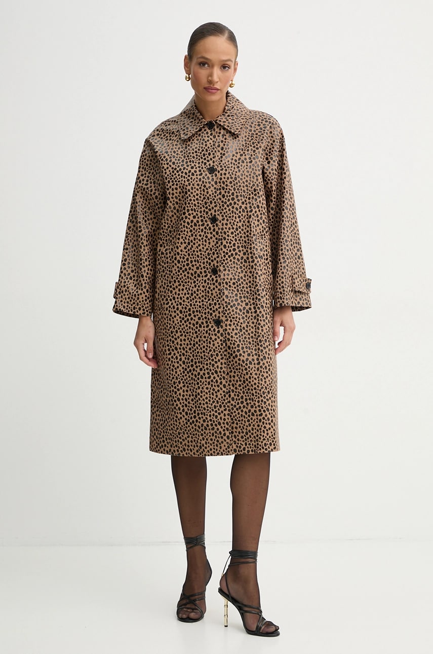 MICHAEL Michael Kors palton de bumbac femei, culoarea maro, de tranzitie, oversize, MR520H7GUC MICHAEL Michael Kors palton de bumbac femei, culoarea maro, de tranzitie, oversize, MR520H7GUC