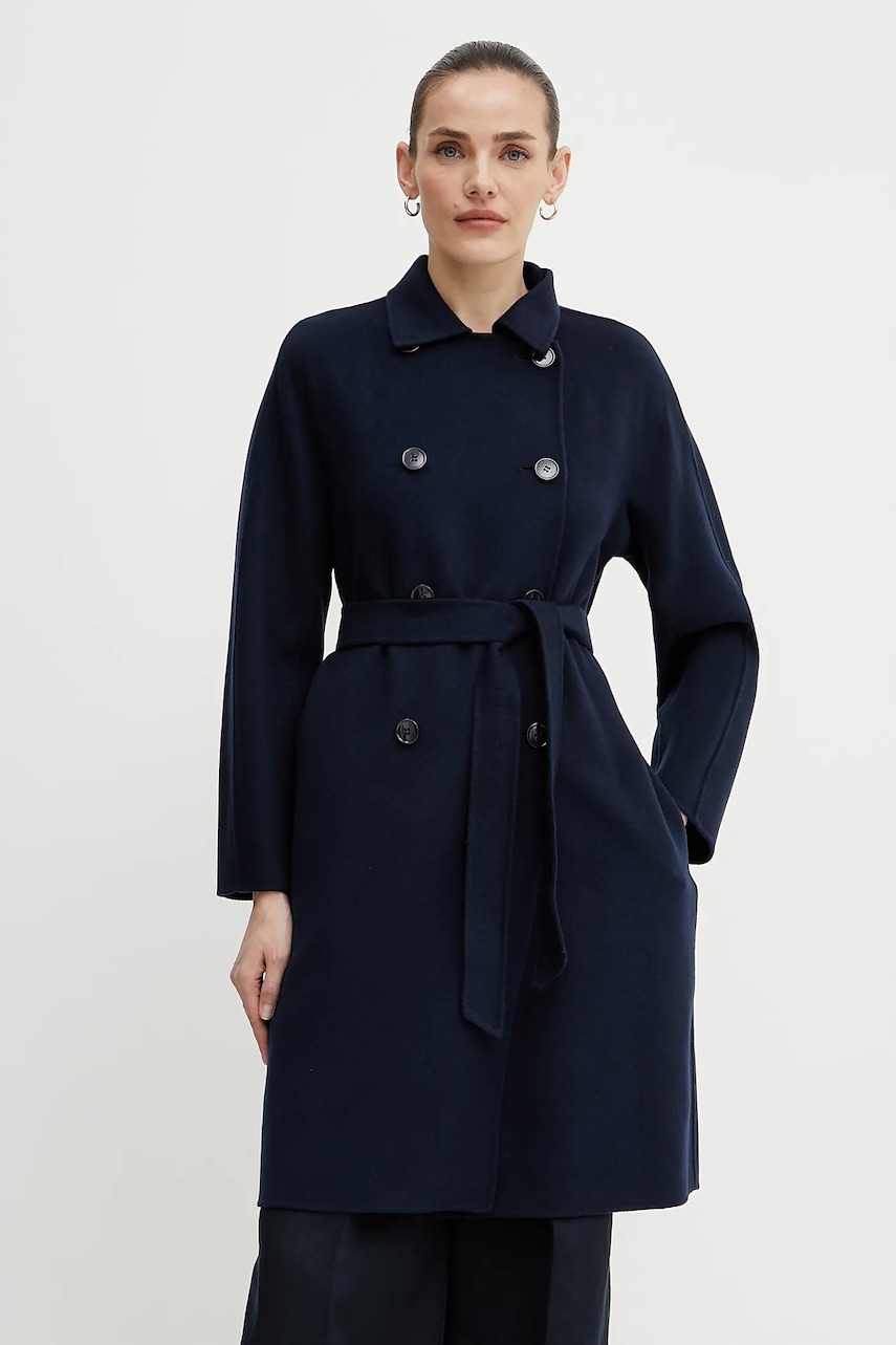 Weekend Max Mara palton de lână femei, culoarea albastru marin, de tranzitie, 2515011021600 Weekend Max Mara palton de lână femei, culoarea albastru marin, de tranzitie, 2515011021600