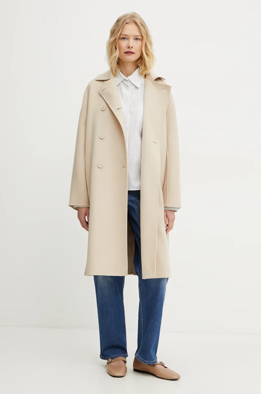 Шерстяное пальто Weekend Max Mara женское цвет бежевый переходное 2515011021600 Шерстяное пальто Weekend Max Mara женское цвет бежевый переходное 2515011021600
