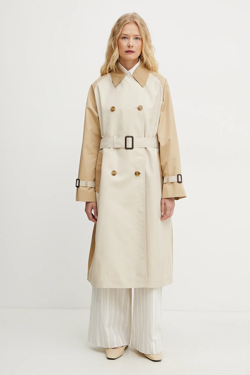 Weekend Max Mara femei, culoarea bej, de tranzitie, cu doua randuri de nasturi, 2515021011600