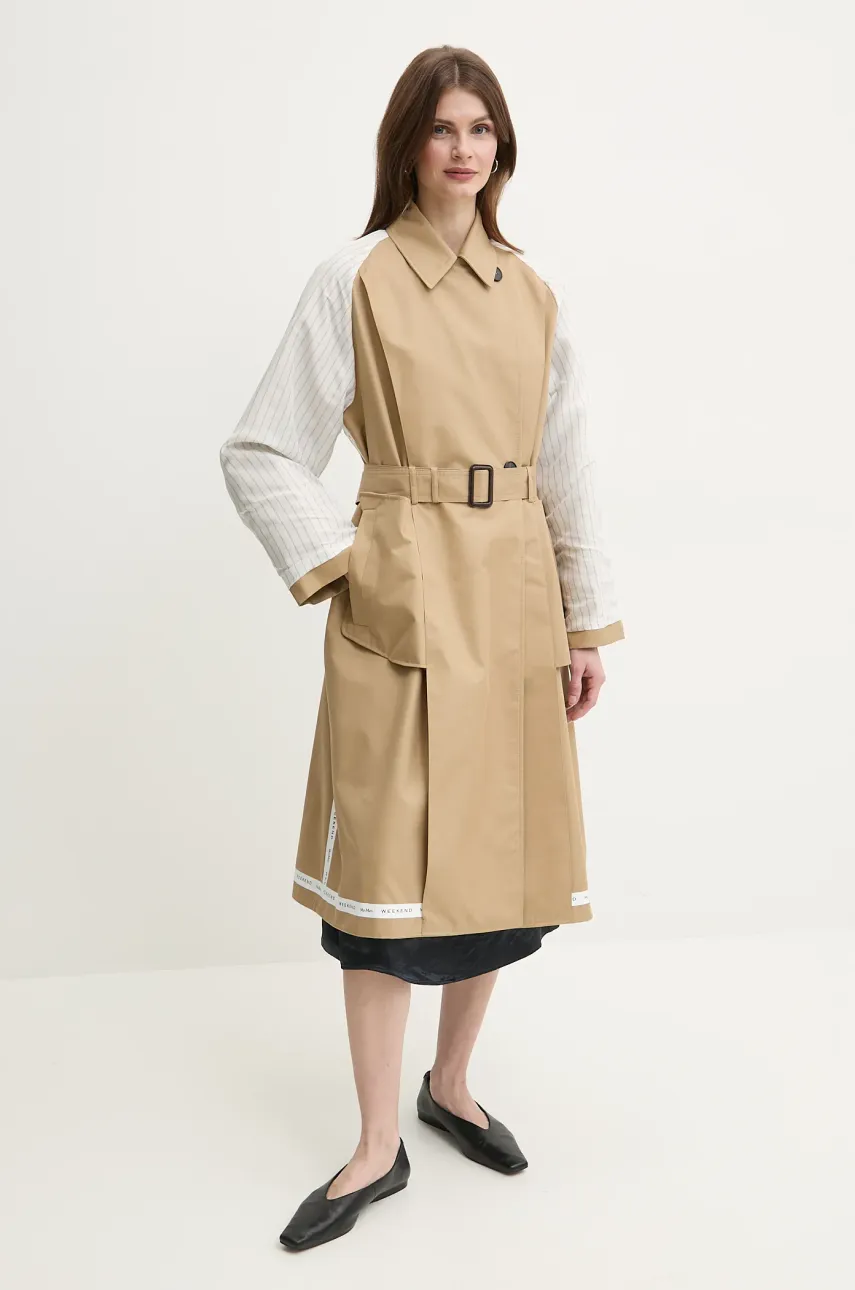 Плащ Weekend Max Mara женский цвет бежевый переходной двубортный 2515021011600 Плащ Weekend Max Mara женский цвет бежевый переходной двубортный 2515021011600